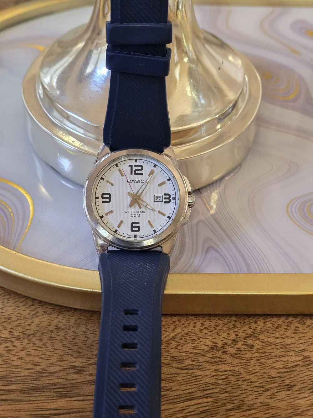 Casio Men’s Blue Strap Analog Watch - White Dial